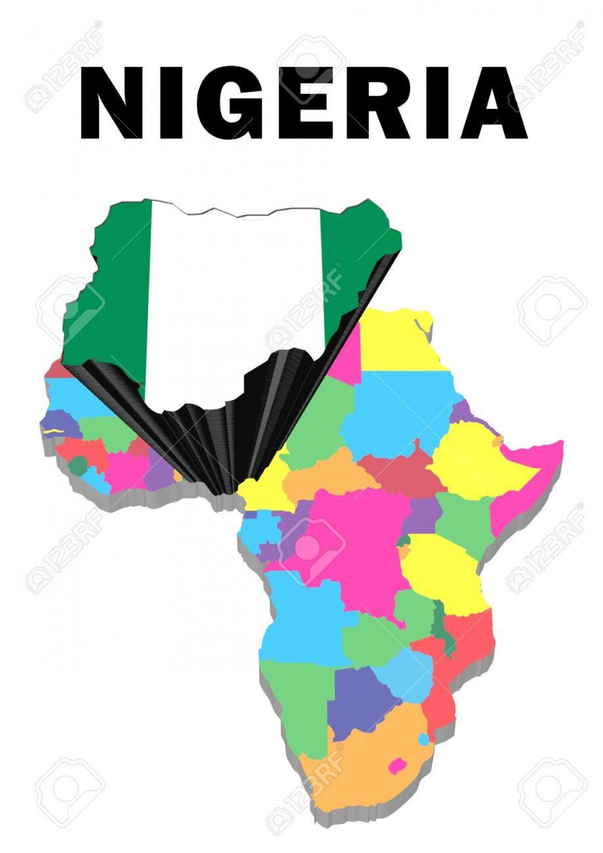 Karte von Afrika mit nigeria hervorgehoben