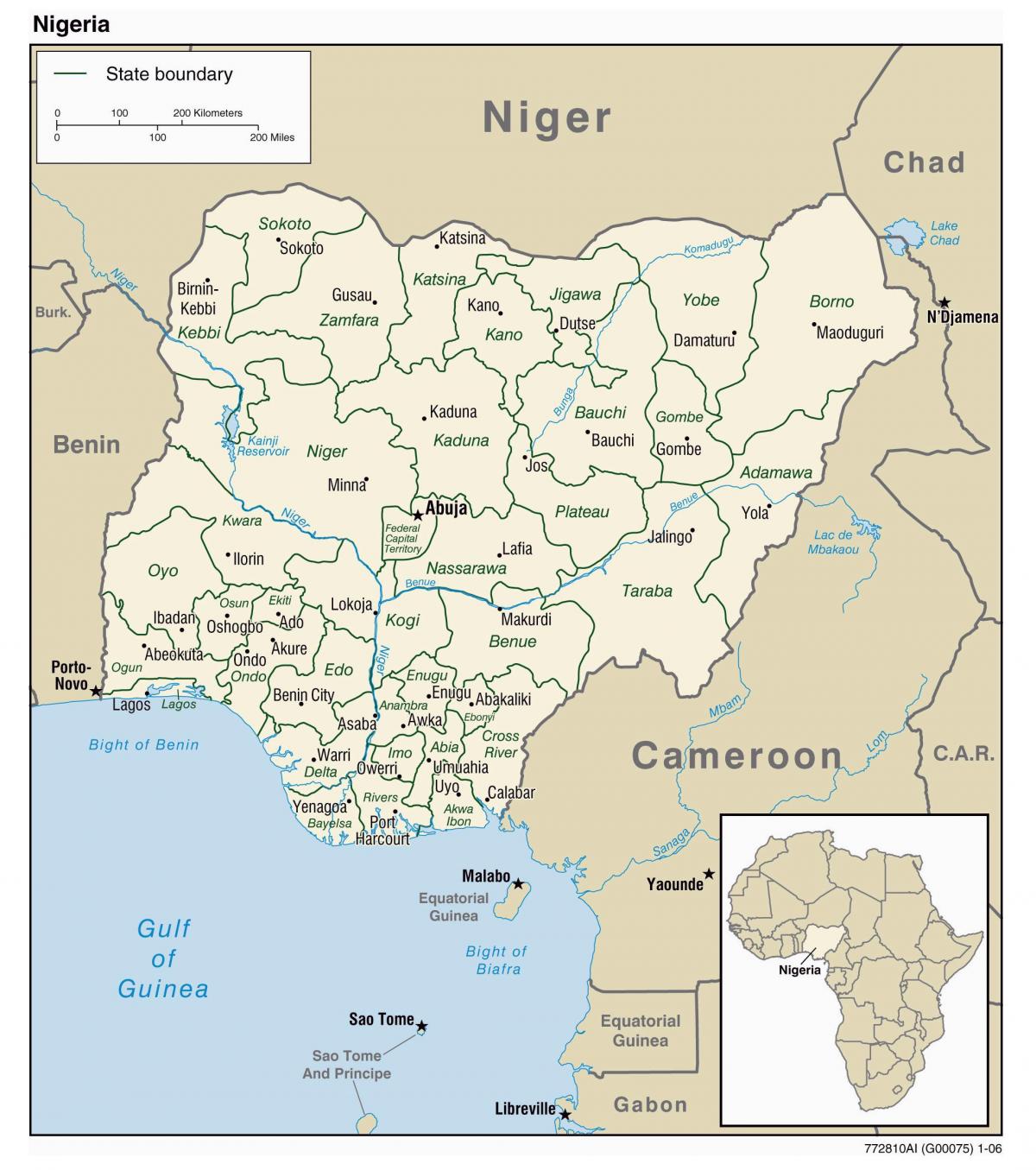 Karte von nigeria mit Städten