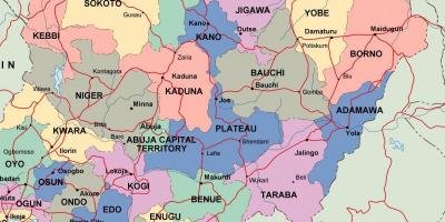 Karte von nigeria mit Staaten und Städten