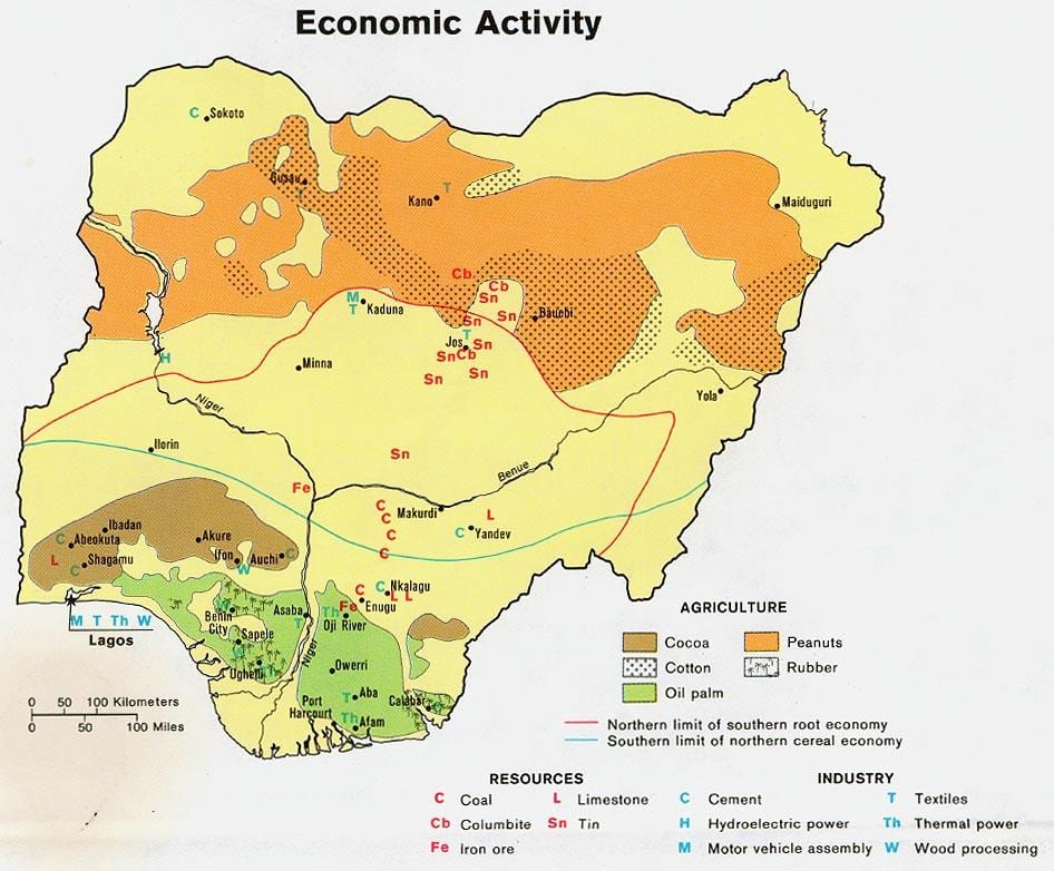Karte der landwirtschaftlichen nigeria