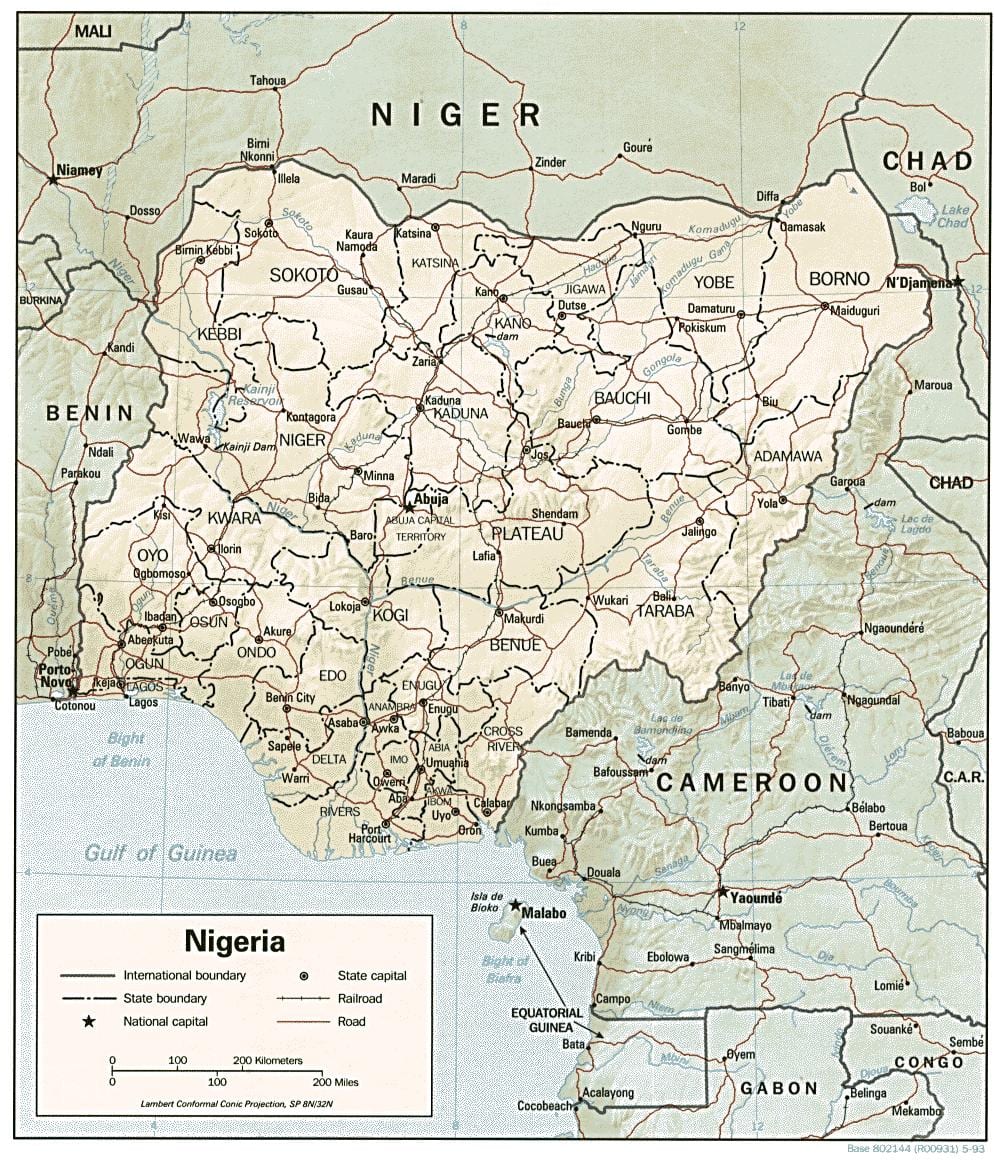 Karte von Breitengrad Längengrad nigeria