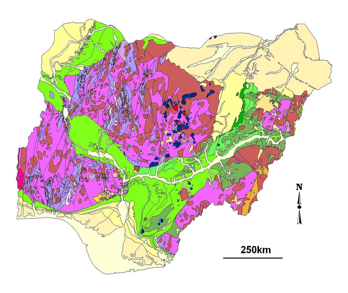 Karte der geologischen nigeria