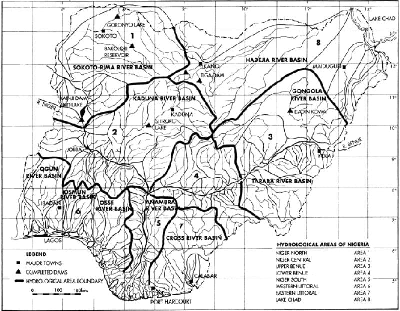 Karte der hydrologischen nigeria