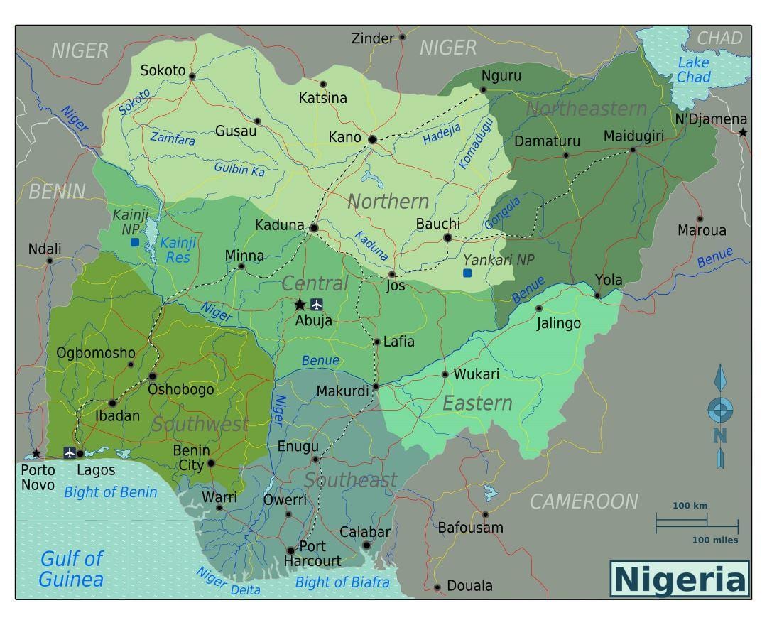 nigeria Süd Afrika-Karte