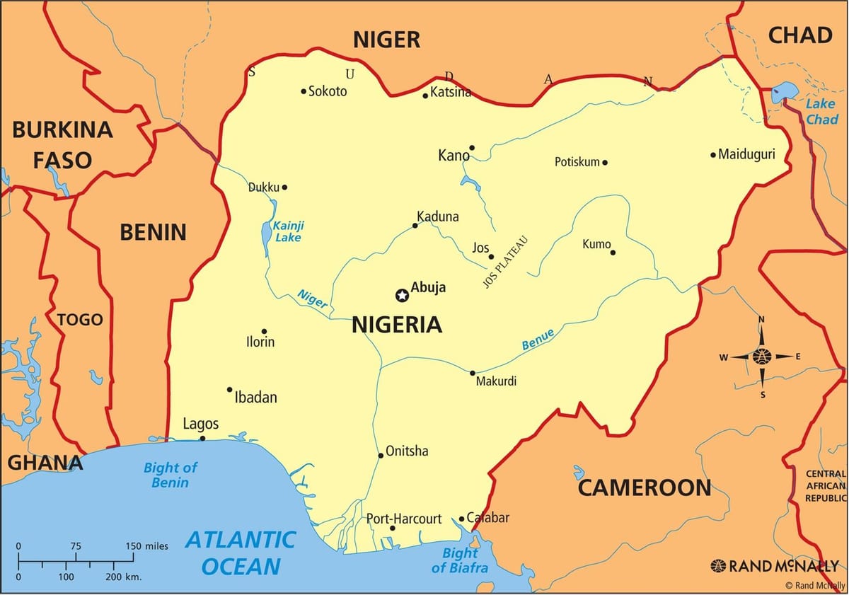 Karte von nigeria zeigen, Fluss niger und benue