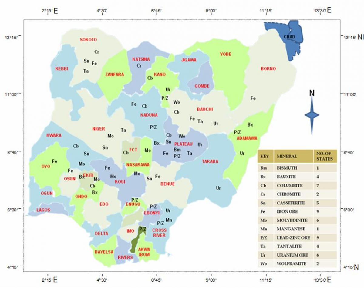 Karte Von Nigeria Zeigen Die Naturlichen Ressourcen Nigeria Naturlichen Ressourcen Anzeigen West Afrika Afrika