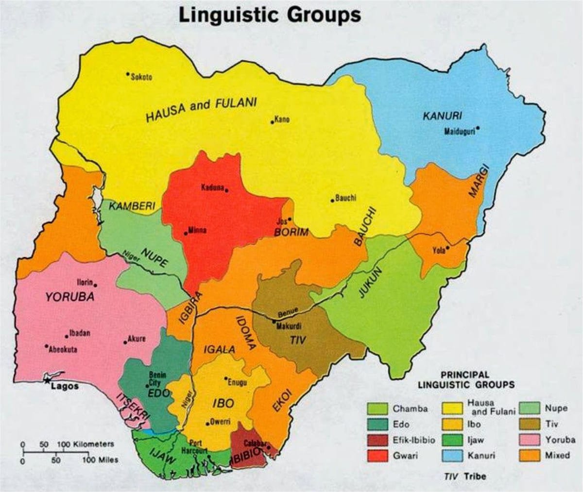 Karte von Nigerianischen Stämme
