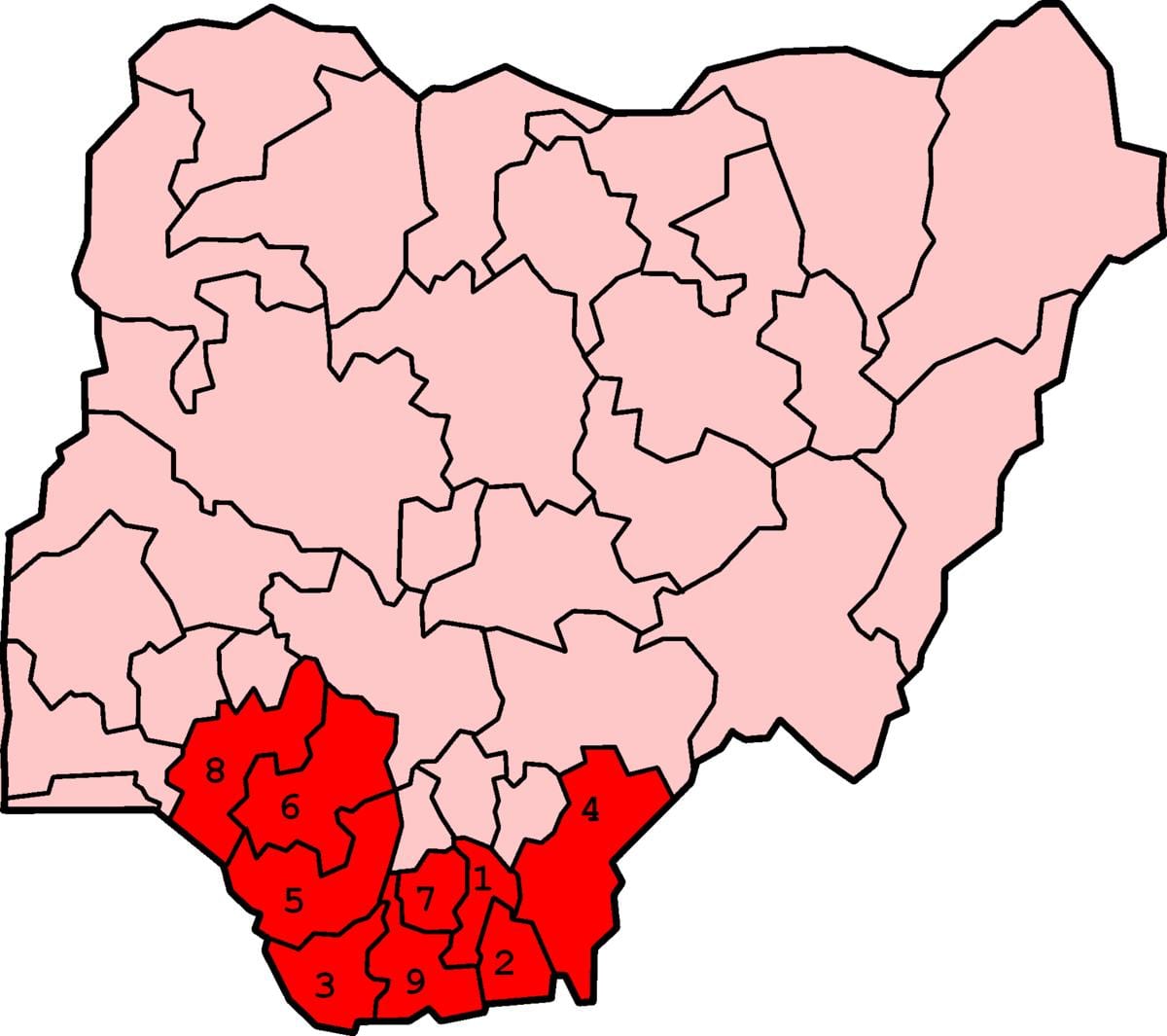 Karte von Süd-Süd-nigeria