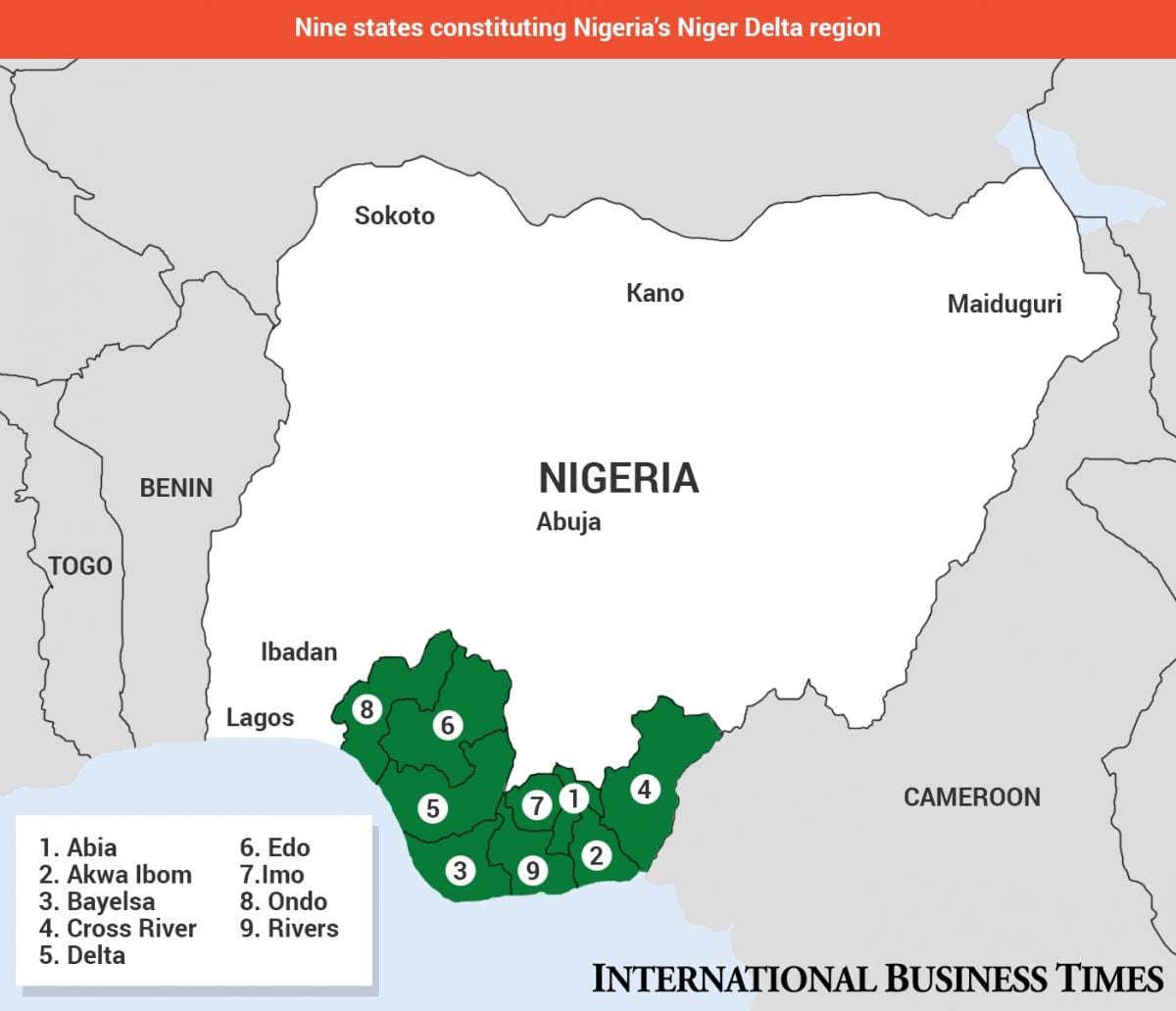 Karte von niger delta Karte in nigeria