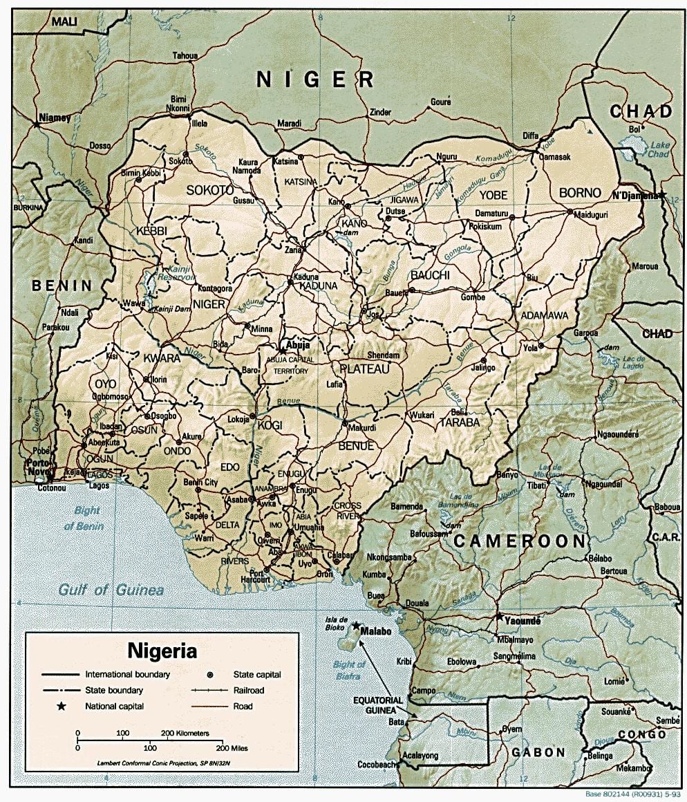 geographische Karte von nigeria