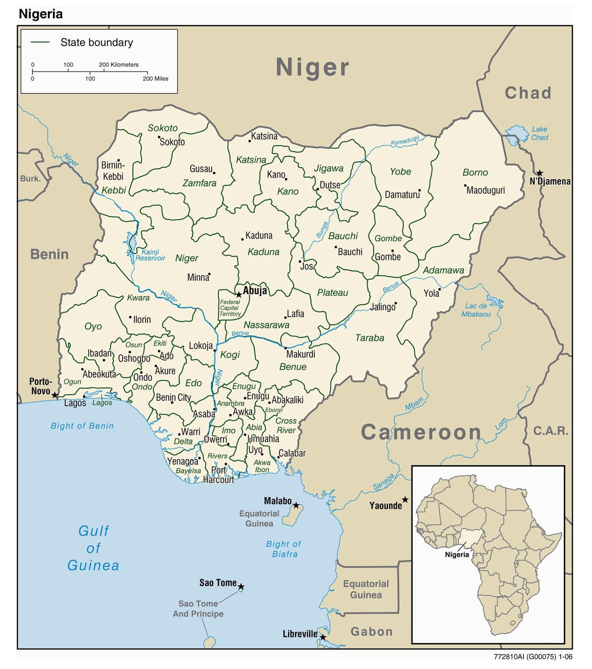 Karte von nigeria mit Städten
