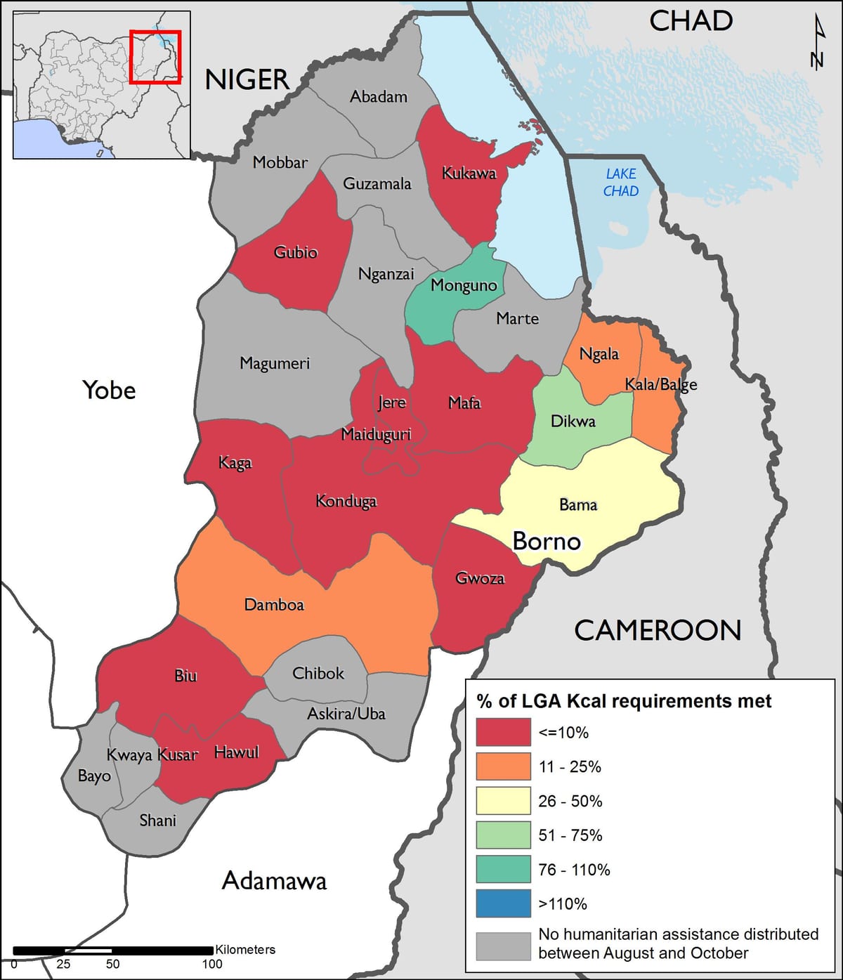Karte von Nordost-nigeria