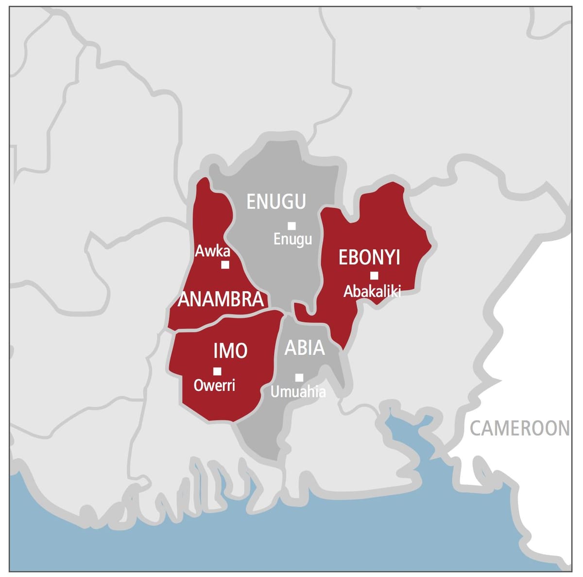 Karte von Süd-Ost-nigeria
