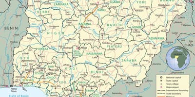 Karte von nigeria zeigen, Staaten und Hauptstädte